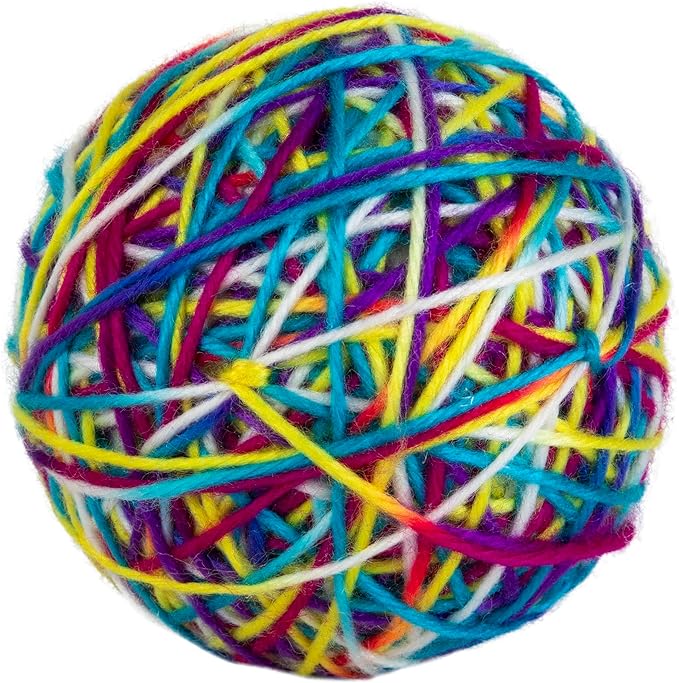 Pet Zone Rattling Colorful Yarn Ball Cat Toy For Exercise and Active Play, Pack of 1