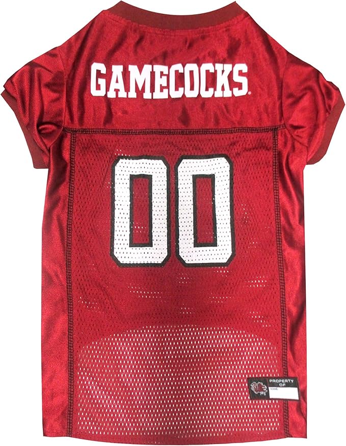Pets First NCAA College South Carolina Gamecocks Mesh Jersey for DOGS & CATS, Medium. Licensed Dog Jersey with your Favorite Football/Basketball College Team