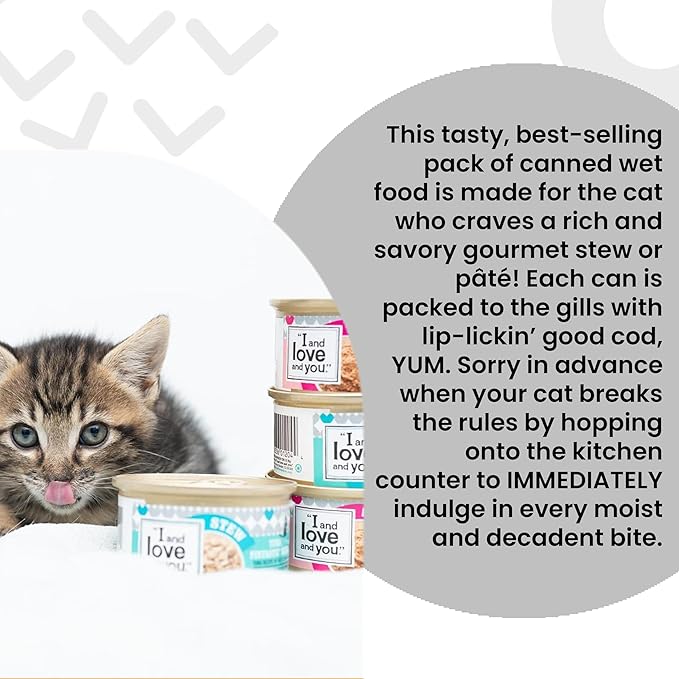 I and love and you Wet Cat Food - Tuna Fintastic Stew - Tuna Recipe, Grain Free, Filler Free, 3oz Pack of 24 Cans
