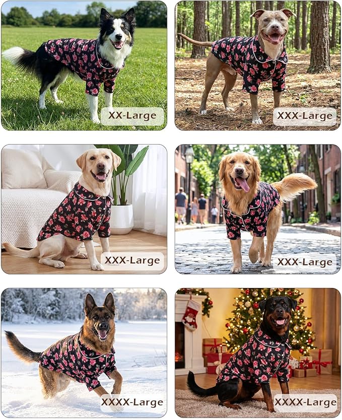 CuteBone Two-Leg Velvet Pet Pajamas Girl Dog Clothes - Soft, Cozy, and Stretchy Boy Pjs for Medium, Large Dogs and Cats Winter Sleepwear Apparel LTP05-4XL