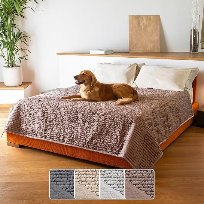 PAULATO BY GA.I.CO. Waterproof Blanket for Bed – King Absorbent Couch Cover – Machine Washable Stain-Resistant Pad for Large Sofa – Pets Cat & Dog Friendly Furniture Protector - Marsala