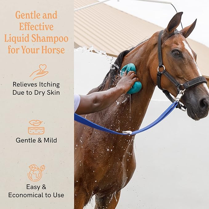 J.R.LIGGETT'S Liquid Botanical Horse Shampoo for Sensitive Skin - 100% Detergent-Free, Non-GMO Formula - Gently Deep Cleans and Nourishes Healthy Skin, Mane & Tail - 16.9 fl oz