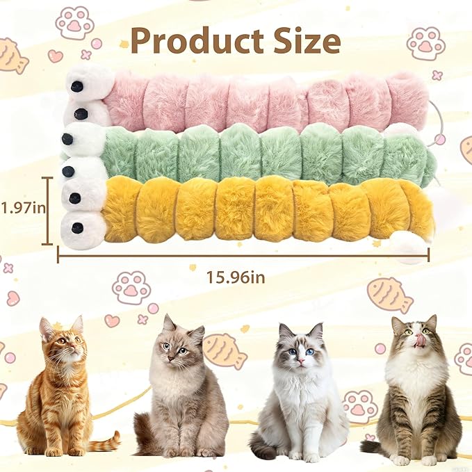 Cat Toys Pillows 3 Pack, Large 15.96” Cat Kicker Toys with Catnip Inside, Durable Interactive Cat Toys for Indoor Cats, Soft Kick Sticks for Exercise & Play