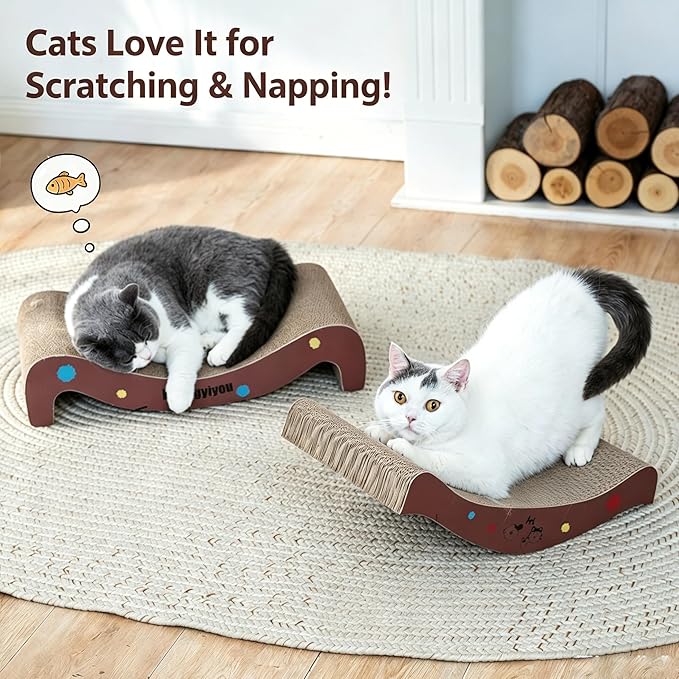 Cat Scratcher, 2 in 1 Corrugated Cat Scratch Board Lounger for Scraching & Napping, Cat Scratchers for Indoor Scratch Pad Couch Cardboard as Cat Bed & Furniture Protector from Cat Claws, 19.68 Inch