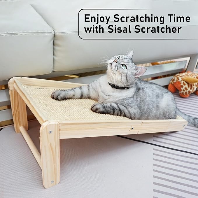 Cat Scratcher, Sisal Cat Scratching Ramp, L Shape Cat Scratcher for Indoor Cats, Durable Natural Sisal Cat Scratch Furniture Protector