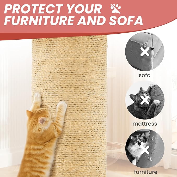 59in Large Cat Tree Tower for Indoor Cats with Soft Plush Hang Ball, Two Condos, Sisal Scratch Posts & Rope Play for Kittens/Adult Cats, Pink