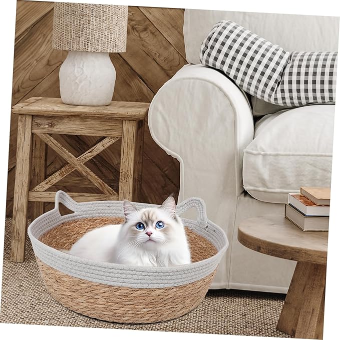 BESTonZON Cat Bed Woven Nest for Indoor and Outdoor Use Breathable Cat Scratcher Bed Cute Design Year Comfort and Decorative Appeal Pet Supplies