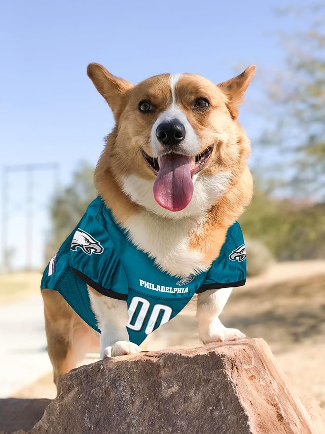 Pets First NFL Philadelphia Eagles Dog Jersey, Size Medium, Football Shirt Costume for Pet, Dog Sports T-Shirt, NFL Team Clothing for Cats, Licensed Pet Apparel Available in 7 Sizes and 32 Teams