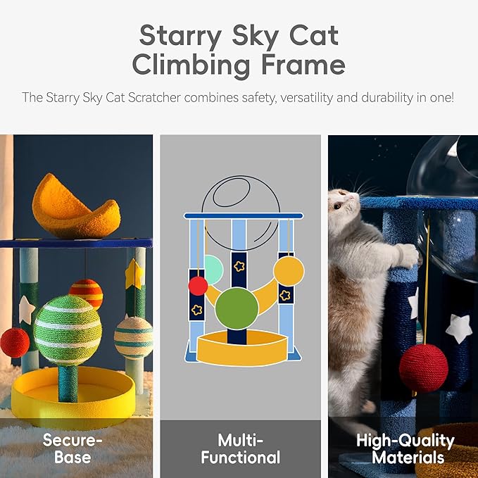 35 Inch Starry Sky Cat Tree Tower | Multi-Layer Cats Furniture with Space Capsule