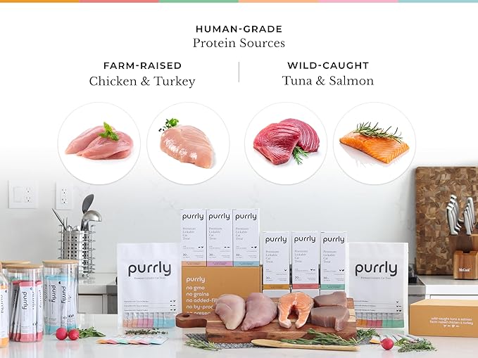 Purrly Lickable Wet Cat Treats Healthy Grain-Free Chicken Variety Pack (18 Count) Squeezable Creamy Purée with Human-Grade Protein Functional Nutrients Non-GMO No-Artificial-Additives Low-Phosphorus