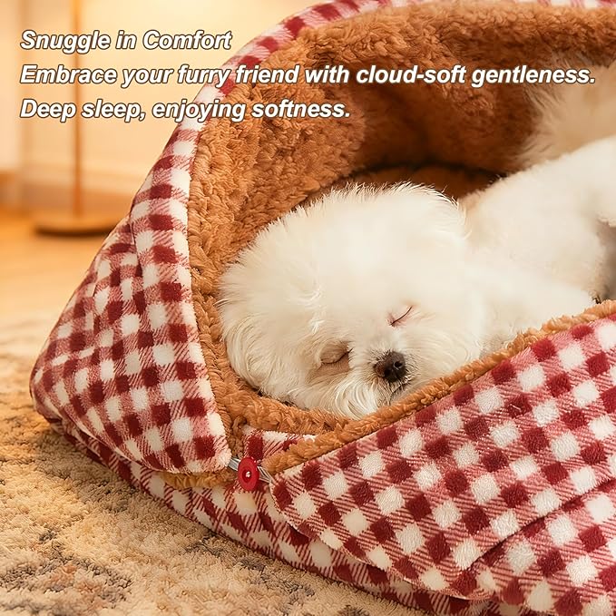 Jiupety Cat Bed for Indoor Self Warming Cat Bed Mat Ultra-Soft Plaid Dog Beds Machine Washable Pet Bed,Multifunction Folding Pet Blanket for Small Dogs and Cats Red,33X25In