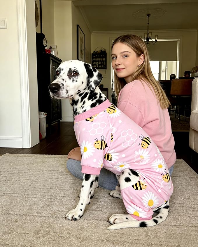 PET SHOW 4 Pack Dog Pajamas for Large Medium Dogs Girl Boy Dog Clothes Soft Stretchy PJs Bee Unicorn Jumpsuit Puppy Monster Paw Jammies Onesies Outfits with Sleeve Pets Costume, XXL