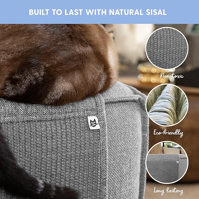 The Cat Ladies Cat Scratch Furniture Protector Mat - Couch Protector from Claws - Anti Scratch Furniture Protectors from Cats Scratching - Sisal Scratcher Pad - Couch Cover Carpet - Grey