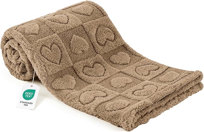 gogobunny Pet Blanket for Dogs Cats, 300GSM Ultra Soft Coral Fleece Blanket, Washable Small Dog Cat Blanket, Calming Crate Mat, Furniture Protector for Couch Bed Car Seat, Brown, 30x40IN
