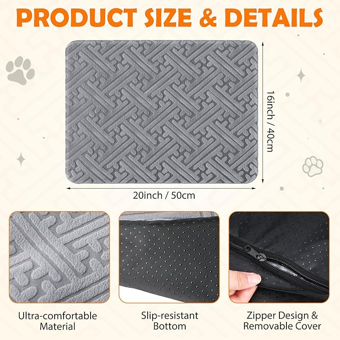 2 Pcs Winter Self Warming Cat Bed, Self Heating Cat Dog Pad 20 x 16 Inch Outdoor Warm Thermal Mat Pad with Removable Cover Non-slip Bottom Washable Reflects Body Heat for Indoor Small Dog(Grey)