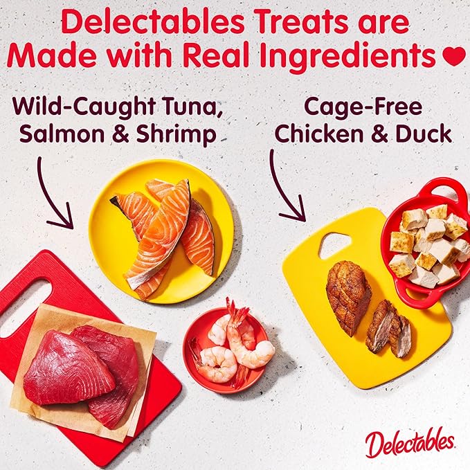 Delectables Squeeze Up Senior 10+ Variety Pack, Creamy Squeezable Puree, Lickable Wet Cat Treats, Grain-Free, No Added Fillers, 0.5 Ounces Tube, 20 Tubes Total