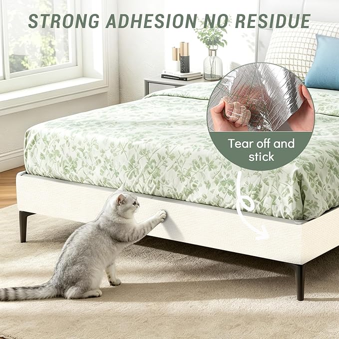 Anti Cat Scratch Couch Furniture Protector, Adhesive Cat Scratch Pad Deterrent for Furniture, DIY Climbing Cat Scratcher Couch Protector from Cat Claws Scratching for Indoor (offwhite,78.7x15.8In)