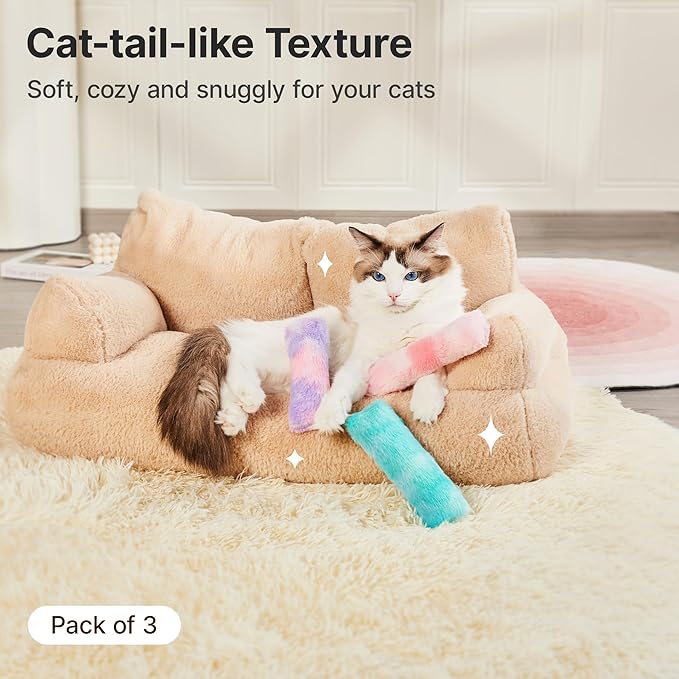 Potaroma Cat Toys Pillows, 3 Pcs, Soft and Durable Cat Crinkle Sound with Catnip Inside, Interactive Indoor Kitten Kicker, Promotes Kitty Exercise