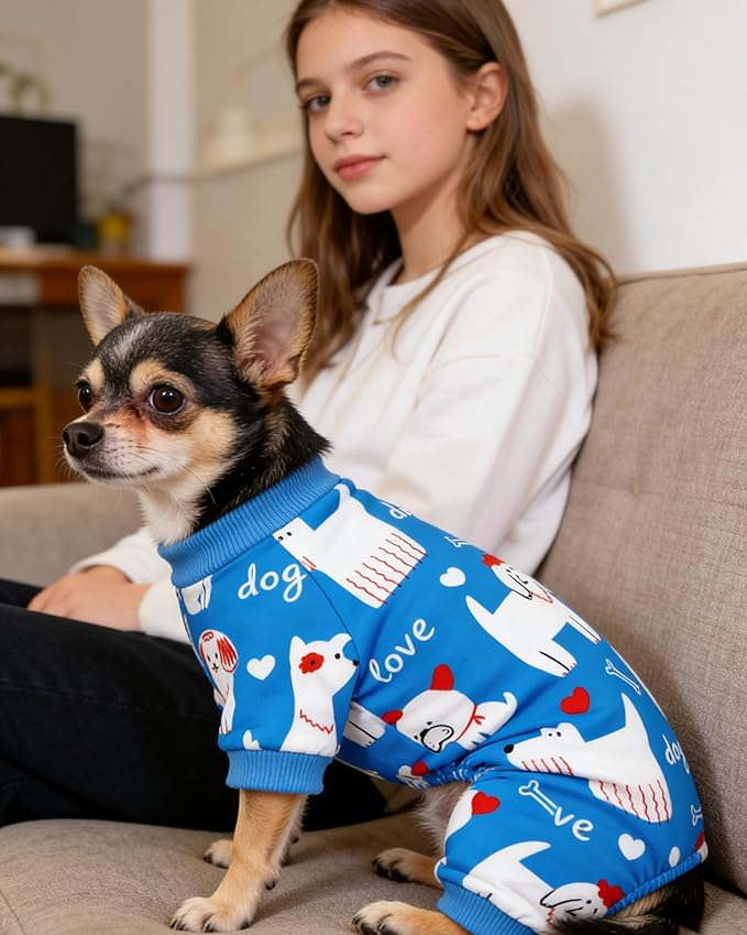 PET SHOW 4 Pack Small Dog Pajamas Dog Clothes for Medium Dogs Girl Boy Soft Stretchy PJs Bee Unicorn Jumpsuit Puppy Cats Monster Paw Jammies Onesies Outfits with Sleeve Pets Costume, S