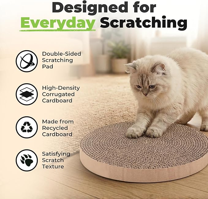 Best Pet Supplies Catify Cat Scratcher, Fun Interactive Scratchers, Posts, Poles, Claw Safe, Furniture Saver Indoor Play Support Natural Cat Behaviors Heavy Duty - 3 Pack Round, 10 x 10