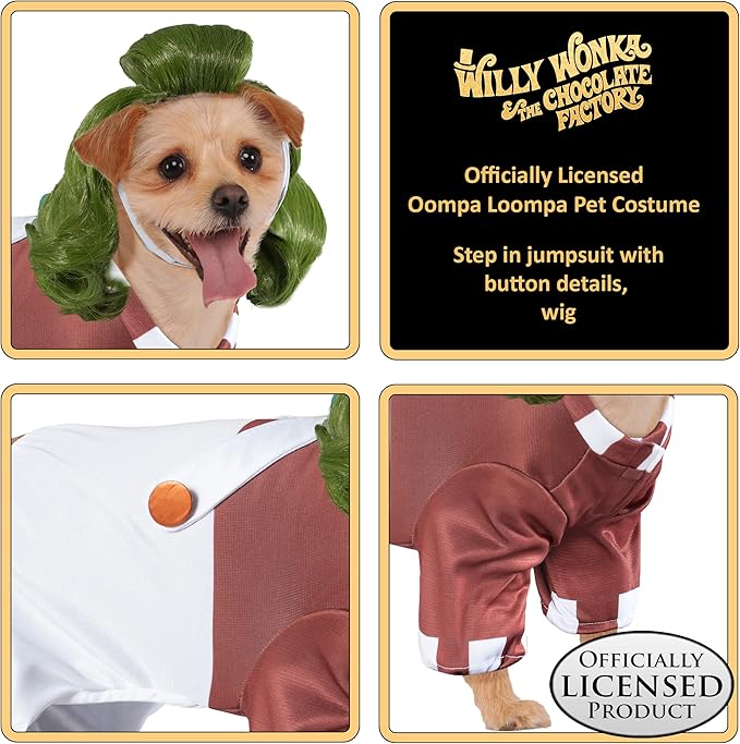 Rubies Willy Wonka and the Chocolate Factory: Oompa Loompa Pet Costume for For Dogs or Cats, Medium