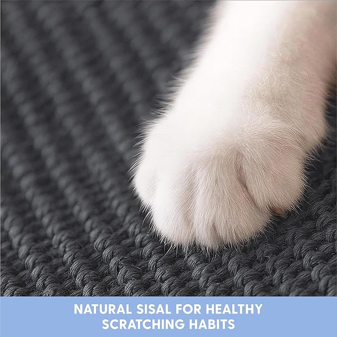 The Cat Ladies Cat Scratch Furniture Protector Mat - Couch Protector from Claws - Anti Scratch Furniture Protectors from Cats Scratching - Sisal Scratcher Pad with Pocket - Dark Grey