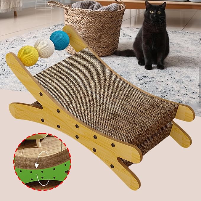 Cat Couch Scratcher Scratching Pad Modern Pet Furniture Cardboard Scratching Nest Cat Bed for Resting Playing Sleeping- Wood Color