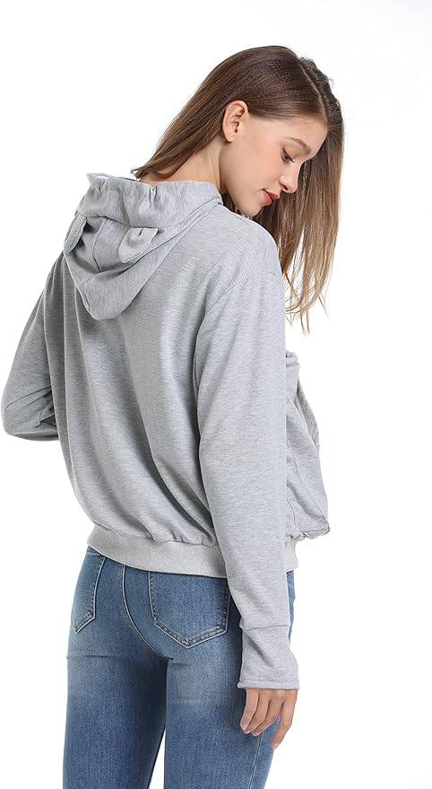 ALYC Unisex Hoodies Pet Holder Cat Dog Kangaroo Pouch Carriers Pullover with Cat Printing Sweatshirt (Light Grey, XXXXL) ??