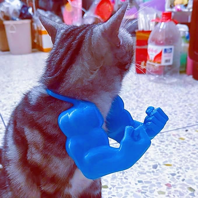 Cat Arms Muscle Arms for Cats Neck Funny 3D Printed Arm Cosplay Accessories (Blue)