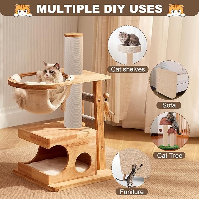Cat Scratch Furniture Protector, 78.7"x15.8" Trimmable Anti-Scratch Mat with Adhesive Stickers & Thumbtacks, Self-Adhesive Scratch Pad for Couch, Sofa, Wall, Door and Cat Tree Khaki