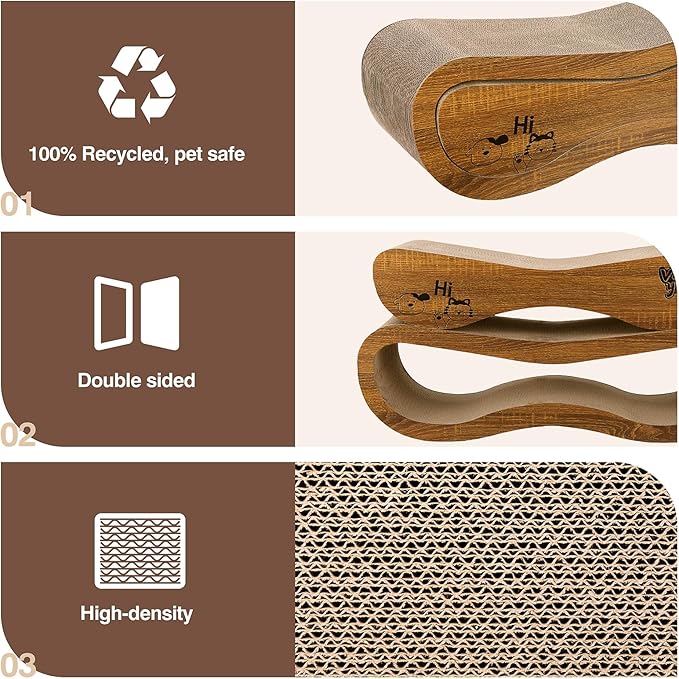 Cat Scratcher, 2 In 1 Cat Scratch Board for Scraching & Napping, Cat Scratchers for Indoor Cats Scratching Pad Couch Lounger Cardboard as Cat Bed & Furniture Protector from Cat Claws, Large 27.44 Inch