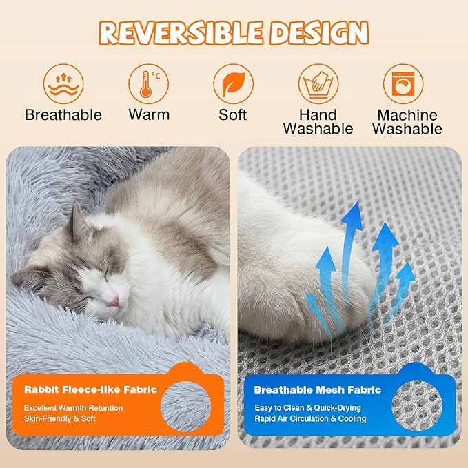 Cat Desk Bed - One-Click Folding Space-Saving Design, Cat Bed for Desk with Soft Faux Rabbit Fur Cover & Breathable Mesh Fabric, Cat Hammock Supports up to 66 lbs, Remote Workers Home Gaming