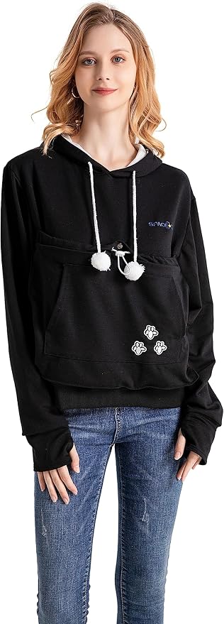 ALYC Unisex Hoodies Pet Holder Cat Dog Large Pouch Carriers Sweatshirt Cat Space Pullover Top