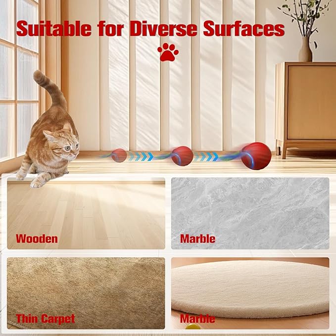 2026 New Upgrade Speedy Tail Cat Toy, Smart Interactive Pet Toys Comes with 4 Tails, Reinforced Version of The Cat Toys Balls, Two Speed Adjustment (Orange)
