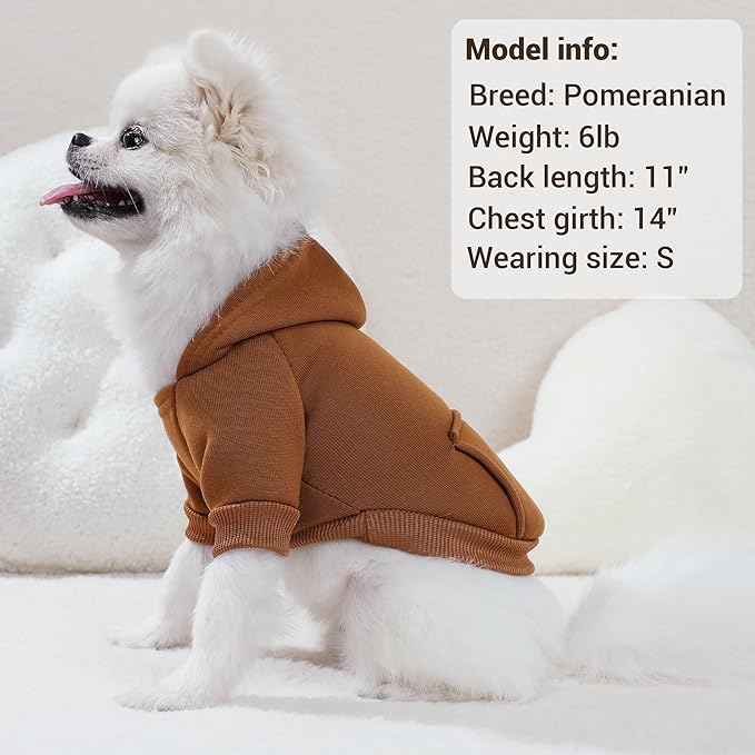 Pet Hoodie Dog Sweater for Small Dogs Girl Boy, Winter Puppy Sweatshirts with Pockets Hood, Warm Fleece Lined Dog Clothes Chihuahua Coat Clothing Puppy Cat Custume, XL