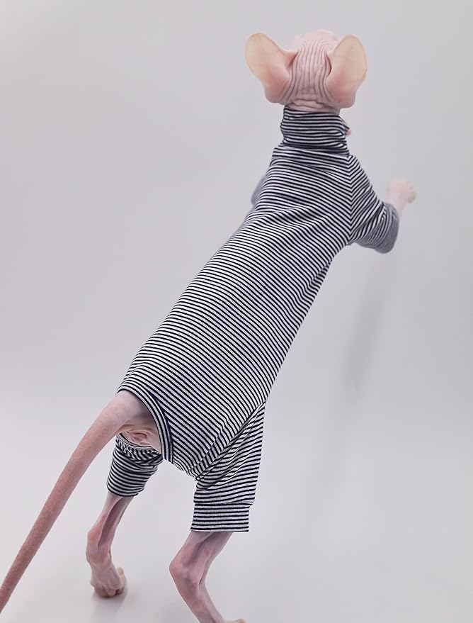 Sphynx Cat Clothes 4 Legs Pure Cotton Comfortable Stretch Hairless Cat Clothes, Devon Clothes, Kornish Clothes and Small Cats (X-Small)