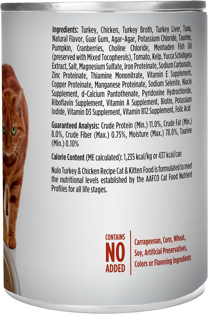 Nulo Turkey & Chicken Recipe Pate Wet Canned Cat Food,12.5 Ounce,(Pack of 24)