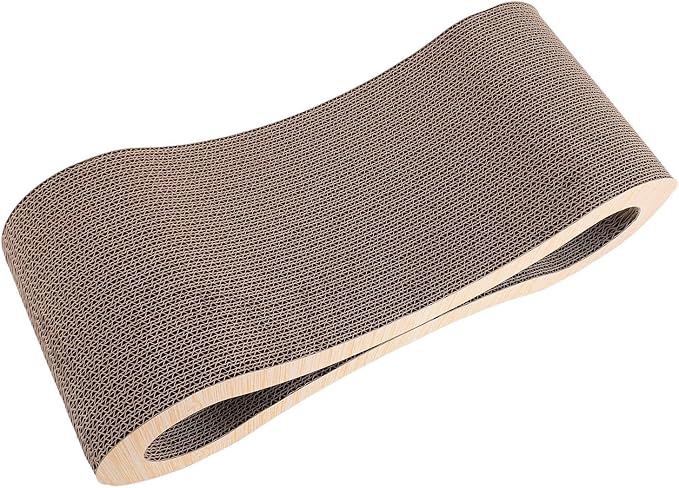 Cat Scratcher Lounge, Corrugated Cardboard Scratch Pad, Extra Thick Ergonomic Design 22.05x8.27x7.09in - Protects Furniture, Reversible Durable Construction, Comfortable Bed for (Light Wood Grain)