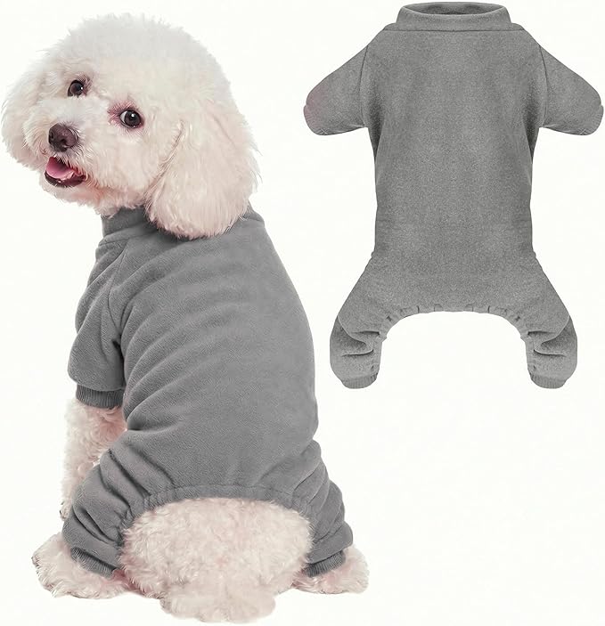 Velvet Dog Pajamas Stretchy Pet Clothes Puppy Jumpsuit Solid Color Cat Clothes for Small Pet Dog and Cat(Dark Grey, Large)