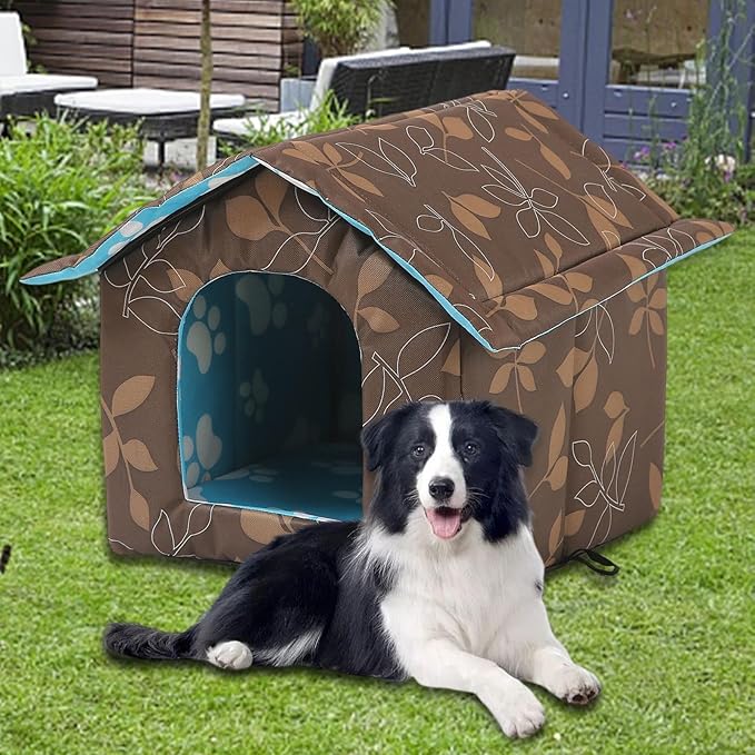 Outdoor Cats Warm House, Waterproof Washable Winter Warm Pet Supplies Furniture Bed Cave Foldable Stray Cats Shelter Pet House Kennel Square S Brown