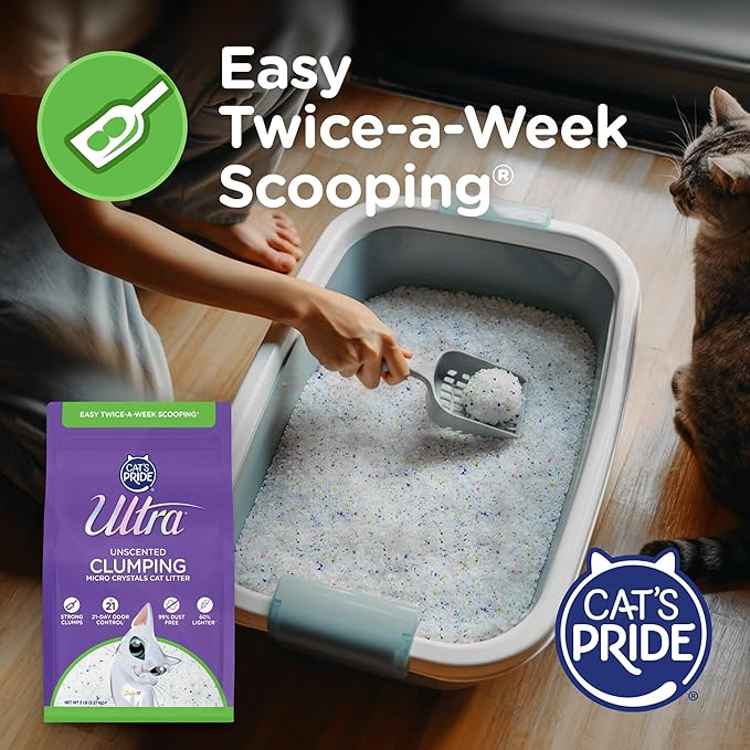Ultra Clumping Micro Crystals Premium Cat Litter - Dust Free, Soft on Paws, Fragrance Free - 15 Lbs. Total (3pk of 5 Lbs.)