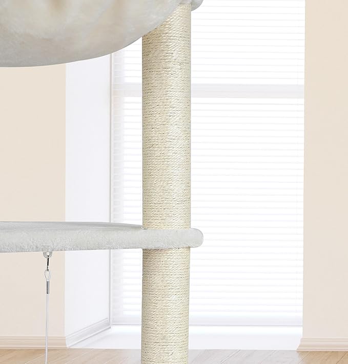 Wang Xin Four Layer Big Cat Tree with Huge Cat Condo and Two Hammocks Scratch Pad,Beige