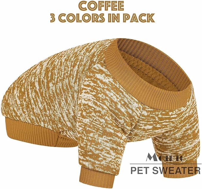 Dog Sweater, Dog Sweaters for Small Dogs, 2, 3 Pack Warm Soft Pet Clothes for Puppy, Medium Large Cat, Dogs Girl or Boy, Dog Shirt for Winter Christmas (Red+Green+Coffee, Large)