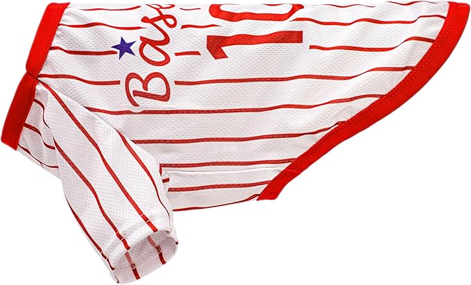 Adorable Pet Clothes: Sleeveless Tank Top Dog Shirt - Cute Striped Baseball-Style Vest in Soft Polyester for Playful Pups (Red XL)