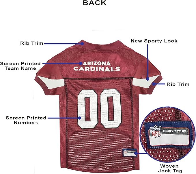 Pets First NFL Arizona Cardinals Dog Jersey, Size X-Small, Football Shirt Costume for Pet, Dog Sports T-Shirt, NFL Team Clothing for Cats, Licensed Pet Apparel Available in 7 Sizes and 32 Teams