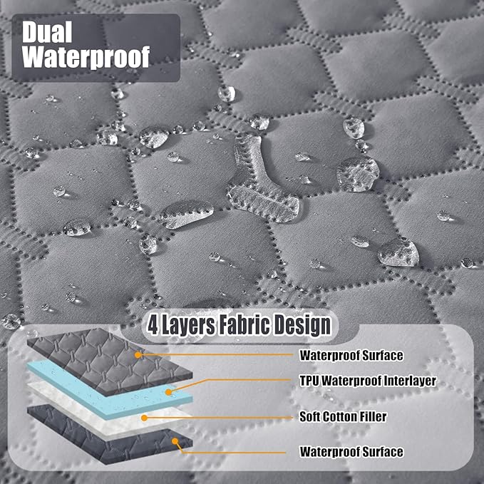 Smiry Waterproof Dog Bed Cover Blanket, Soft Reversible Pet Blanket, Washable Leakproof Cats Dogs Couch Cover for Sofa, Couch, Furniture (68x82 Inch, Grey/Dark Grey)