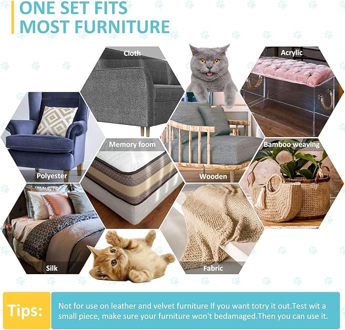 XMZCYMyo Couch Corner Furniture Protector from Cats, Double Sided Sofa Anti Scratching Sticky Tape, Corner Couch Protector for Cats, Cat Scratch Deterrent Tape (10 pcs)
