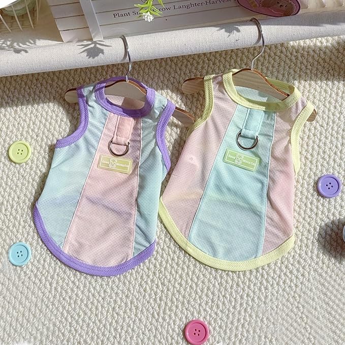 Ice Silk Fluorescent Tank top with Traction Ring, Suitable for Small/Medium Dogs, pet Dog Sun Protection Breathable Outdoor Walking Tank Top