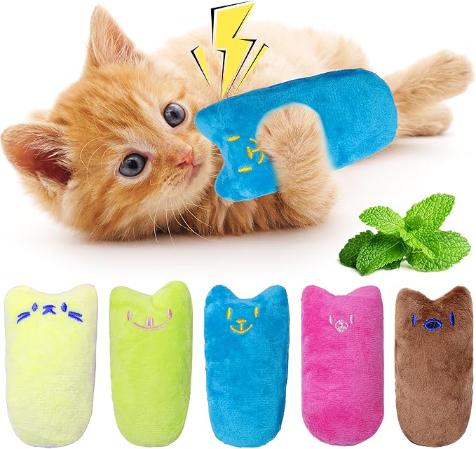 Seyezo Cat Toys for Indoor Cats, 5Ps Cats Fetch Toys, Fluffy Toys for Playing, Interactive Kitten Toys, Kitty Chew Teething Toys, Cat Chew Toy for Kittens (Multi Color, 5 Pack)