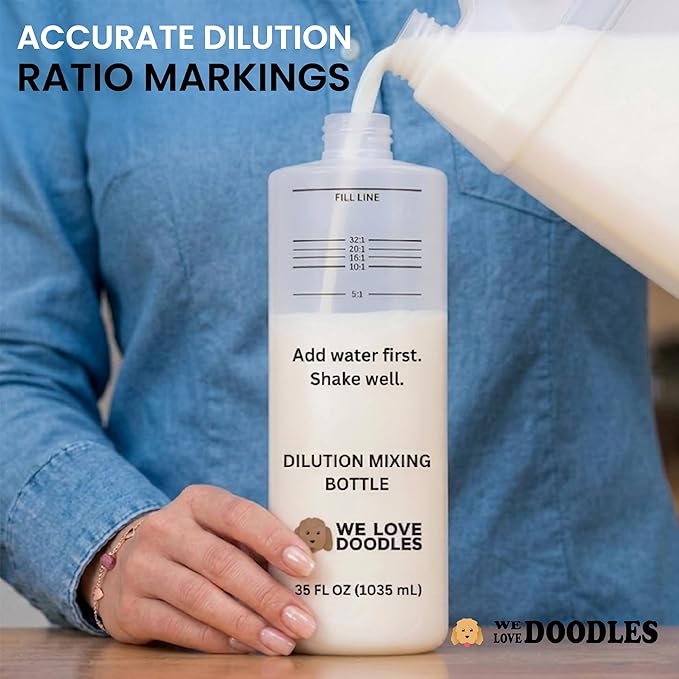 Dilution Bottle for Dog Shampoo, Mixing Bottle for Professional and Home Grooming, for Shampoo, Conditioner, and Solutions, Unscented, 35 oz (3 Pack) [We Love Doodles]